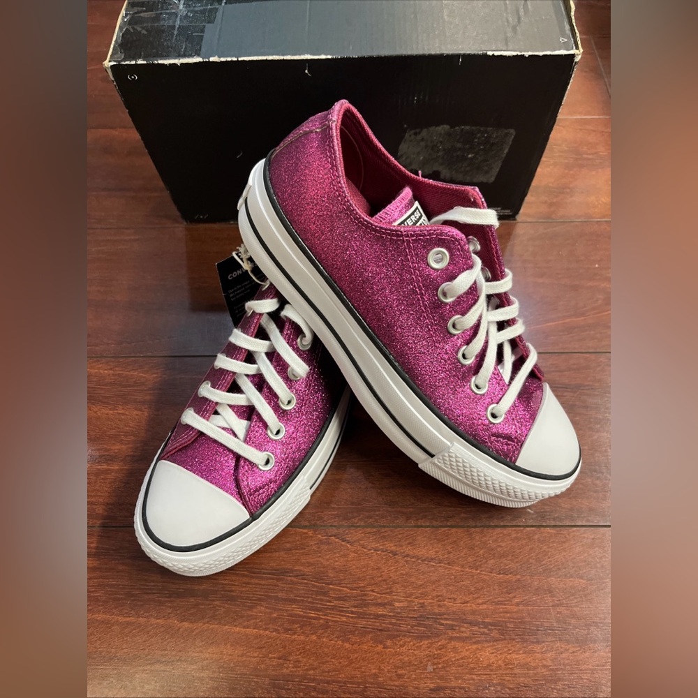 DEFECT Converse Lift Platform OX Low Top Womens 7 Legend Berry Glitter A05438C